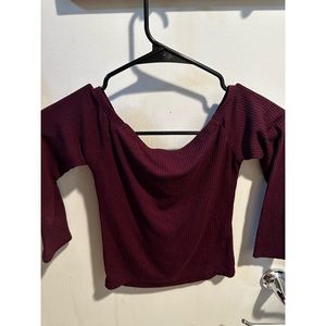 Purple Off-The-Shoulder Mid-Sleeved Shirt